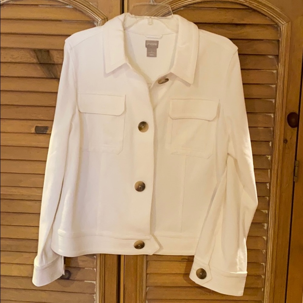 NWT Chico’s White JACKET stretch sz 3 all season
